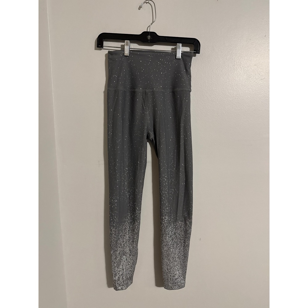 Beyond Yoga Silver Foil Speckled Ombre High Waisted Leggings Grey Small